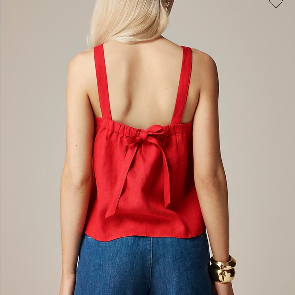 J. Crew Bow Back Linen Tank Top